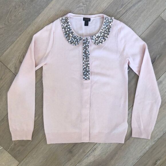 COPY - Crewcuts Cashmere Pink Tiffany Style Cardigan with Rhinestones, Girls 14 - Picture 1 of 4